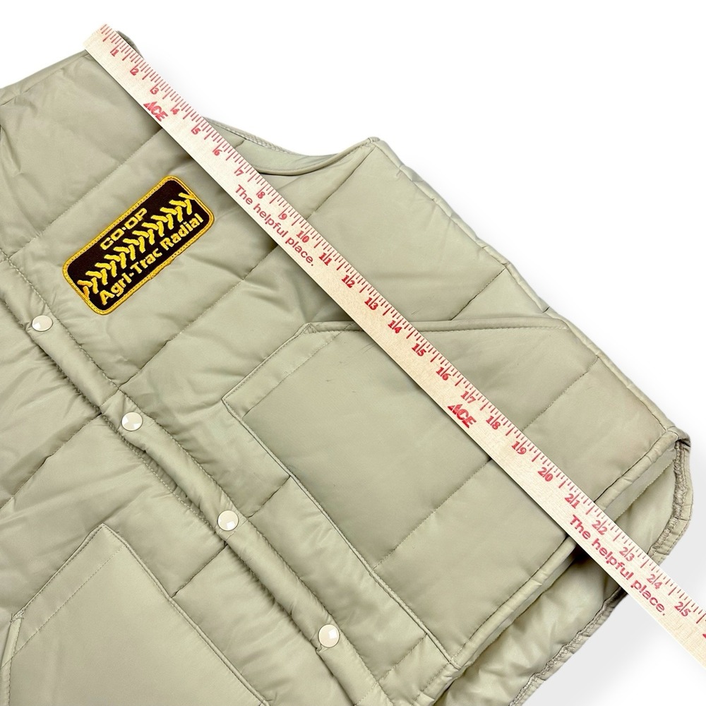 VTG 80s CO-OP Agri-Trac Radial Puffer Quilted Vest‎ Tan Men's Size Large Patch - Picture 9 of 13